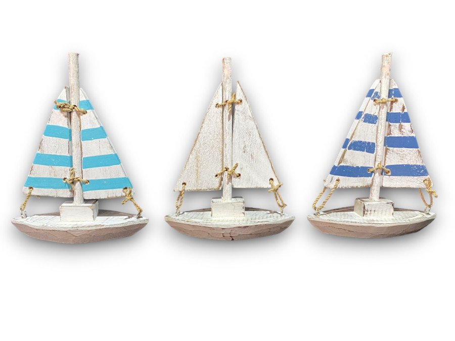 BARCO VELERO MADERA RUSTIC 18x13cm 3 colors pack 12