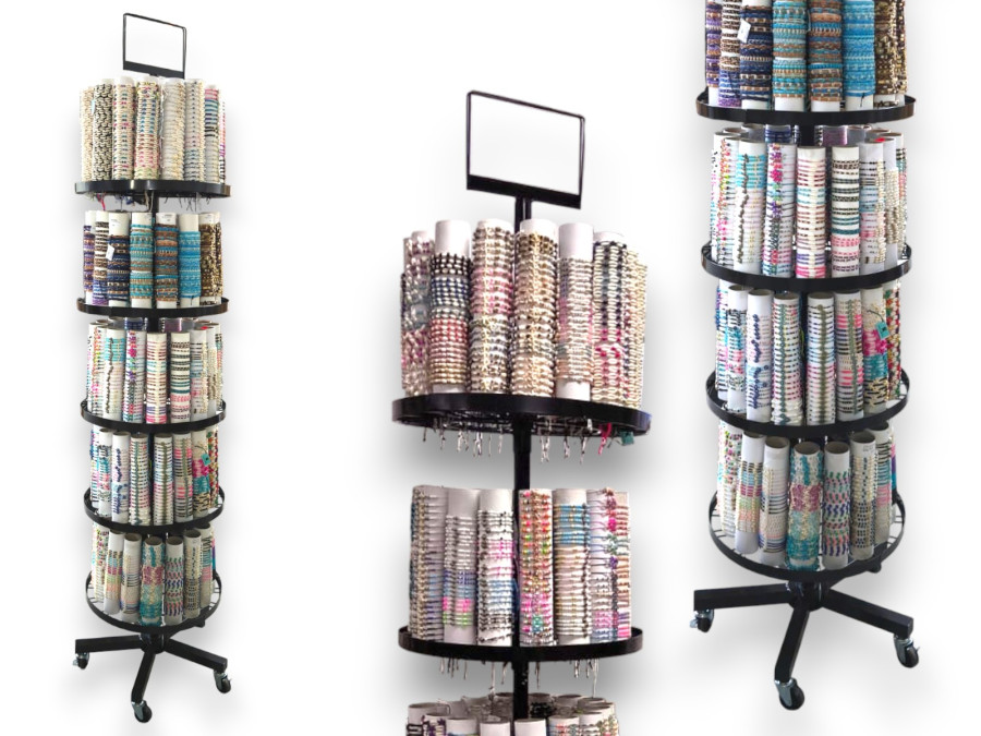 EXPOSITOR HIERRO TUBOS PULSERAS 64 TUBOS