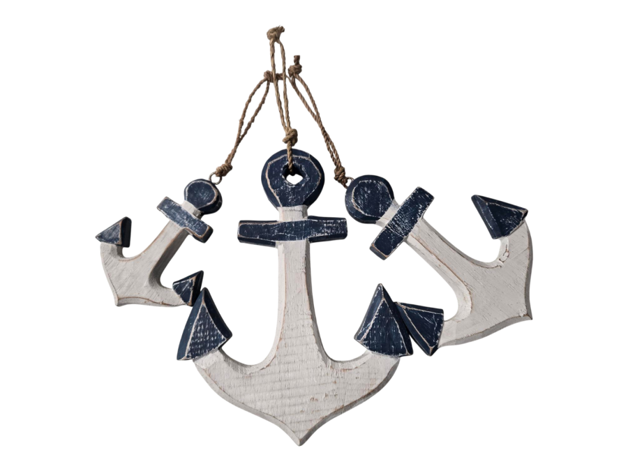 DECO 3 ANCLAS 20/15/12cm BLANCO-AZUL