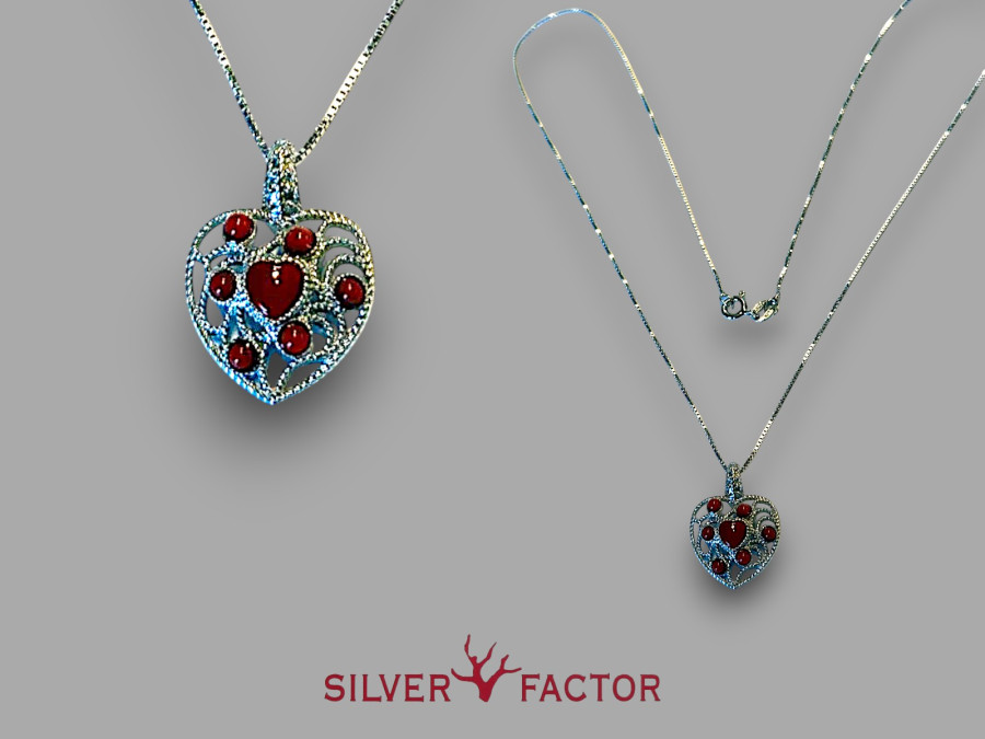 COLGTE.CON CADENAAG. FILIGRANA CORAZON MEDITERRANEO CABUJONES