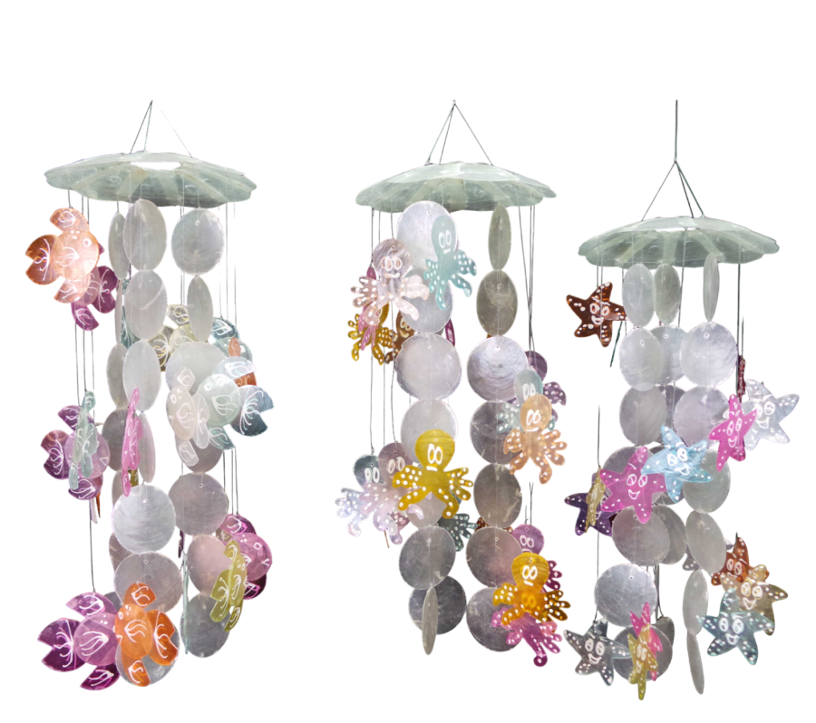 M-99 MOVIL CAPIZ BLCO.MULTICOLOR 40cm fish/sea star/pulpo pack 6