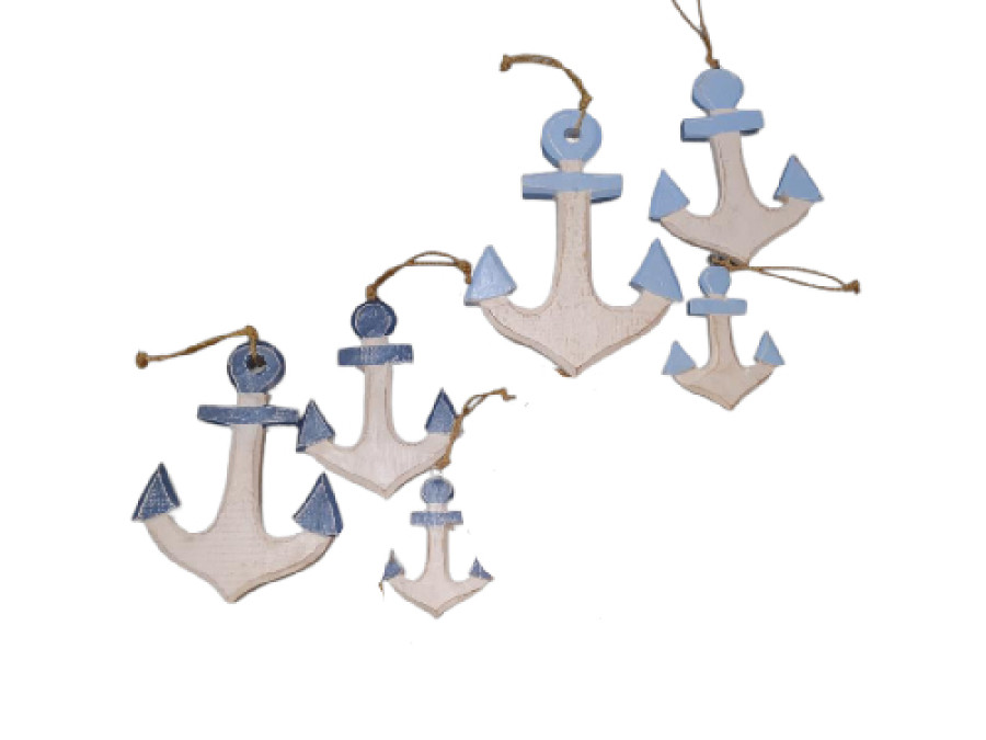 DECO 3 ANCLAS 20/15/12cm BLANCO-AZUL