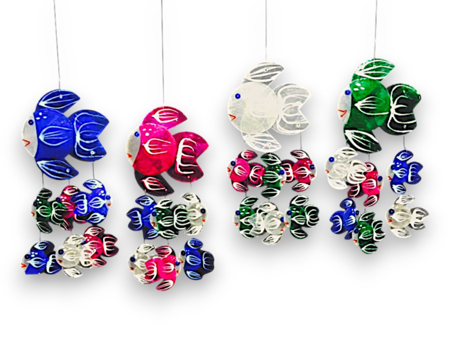 M-55 MOVIL CAPIZ PEZ PECES COLOR 10x40cm 4 colors pack 12