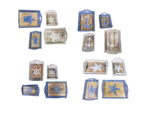 BANDEJA WOOD BLCO/AZUL 44x34cm