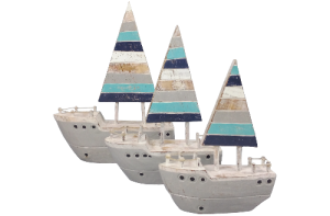 SET 3 BARCO TRICOLOR AZULES 40x30/33x27/27x20cm