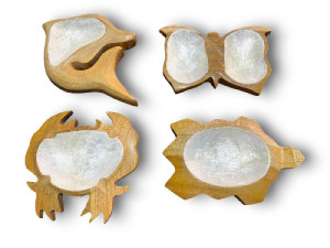 PLATO MADERA CAPIZ 13cm 4 modelos pack 4