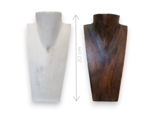 BUSTO MADERA CUADRADO 30cm marron/blco.