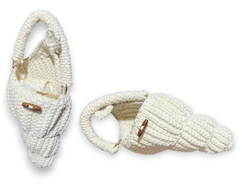 BOLSO CROCHET NAUTILUS CON BOLSILLO CREMA